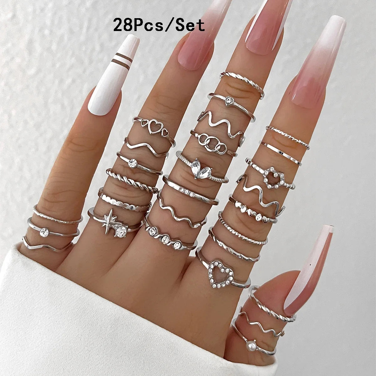 30Pcs Bohemian Geometric Knuckle Rings Set For Women Gold Silver Color Finger Ring Girls Fashion Party Jewelry Accessories