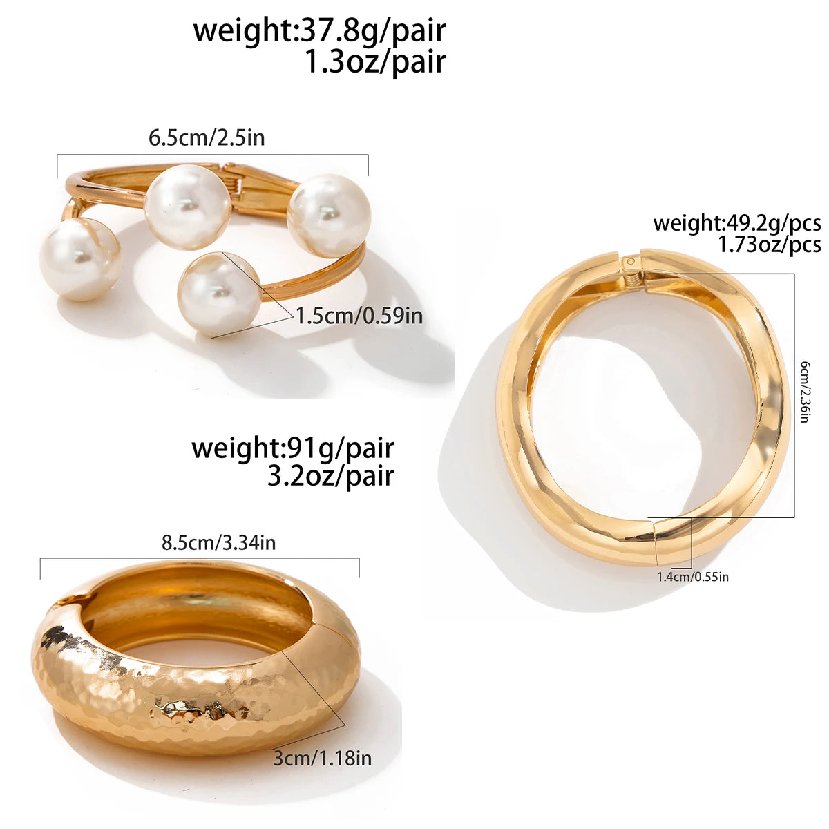 3 Style Creative Big Imitation Pearl Cuff Bracelet Women Trend 2025 Punk Heavy Metal Chunky Spring Bangle Steampunk Men