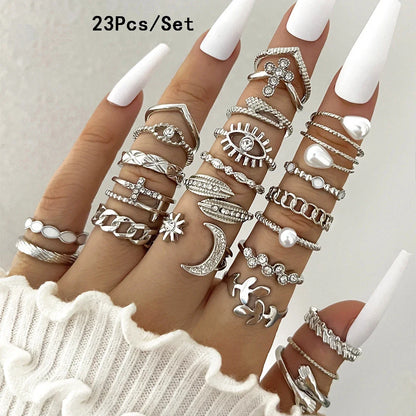 30Pcs Bohemian Geometric Knuckle Rings Set For Women Gold Silver Color Finger Ring Girls Fashion Party Jewelry Accessories