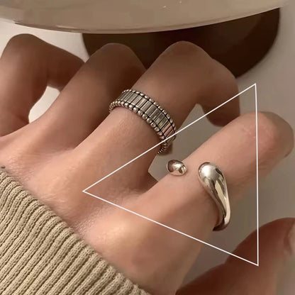 VENTFILLE 925 Sterling Silver Irregular Design Wave Golden Stackable Finger Rings Trendy Adjustable For Women Gifts Dropshipping